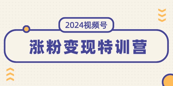 (11779期)2024视频号-涨粉变现特训营:一站式打造稳定视频号涨粉变现模式(10节)-聊项目