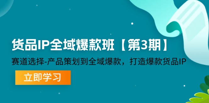 货品IP全域爆款班【第3期】赛道选择、产品策划到全域爆款,打造爆款货品IP-聊项目