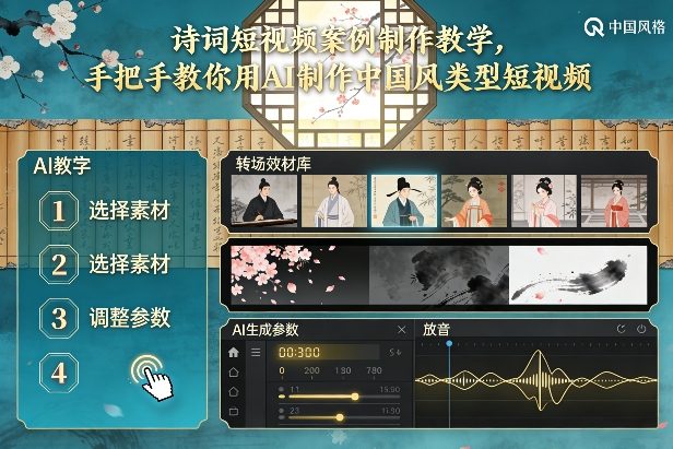古诗词短视频案例制作教学，手把手教你用AI制作中国风类型短视频-聊项目