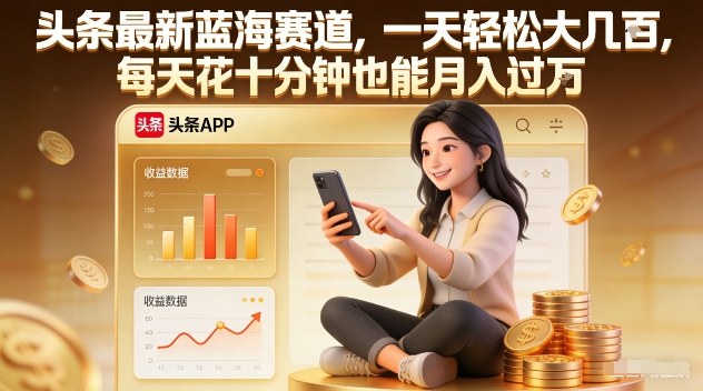 头条最新蓝海赛道，一天轻松大几张，每天花十分钟也能月入过1W【揭秘】-聊项目