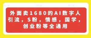外面卖1680的AI数字人引流,S粉,情感,国学,创业粉等全通用-聊项目