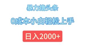 (12068期)暴力撸头条,0成本小白轻松上手,日入2000+-聊项目