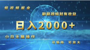 (12347期)短视频掘金,刷刷视频就有收益.小白无脑操作,日入2000+-聊项目