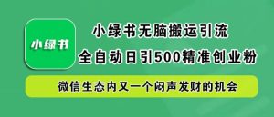 小绿书无脑搬运引流，全自动日引500精准创业粉，微信生态内又一个闷声发财的机会【揭秘】-聊项目