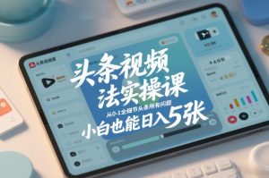 头条视频玩法实操课,从0-1全细节头条所有问题,小白也能日入5张-聊项目