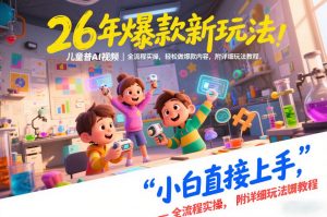 26年爆款新玩法，儿童科普AI视频，全流程实操，轻松做爆款内容，小白直接上手，附详细玩法教程-聊项目