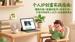 个人IP创富实战指南:爆款内容+直播间起号+安全引流,打造可持续年入20万+的自媒体事业-聊项目