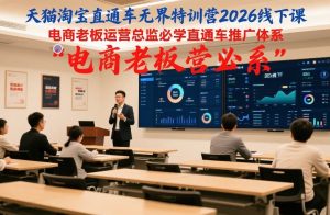 天猫淘宝直通车无界特训营2026线下课，电商老板运营总监必学直通车推广体系-聊项目